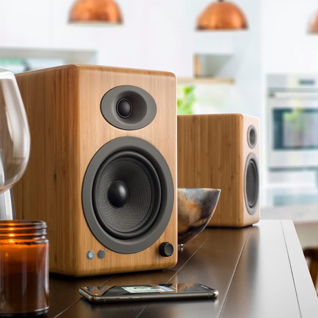 Audioengine A5 Wired Active Powered Home Theater Bookshelf Speakers   150W Premium Studio Monitors